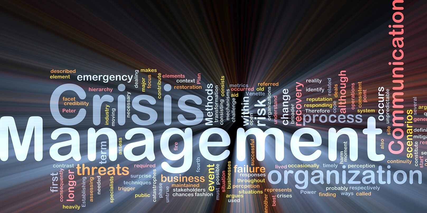 Crisis management is bone background concept glowing