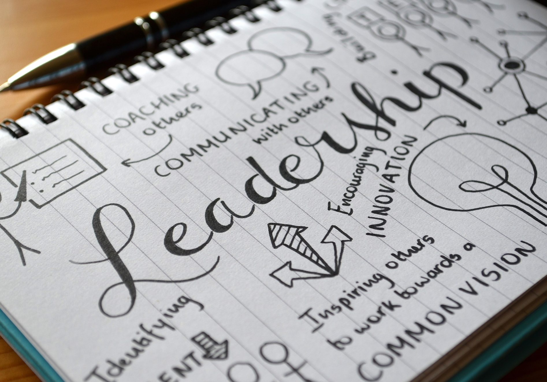 LEADERSHIP graphic notes on notepad